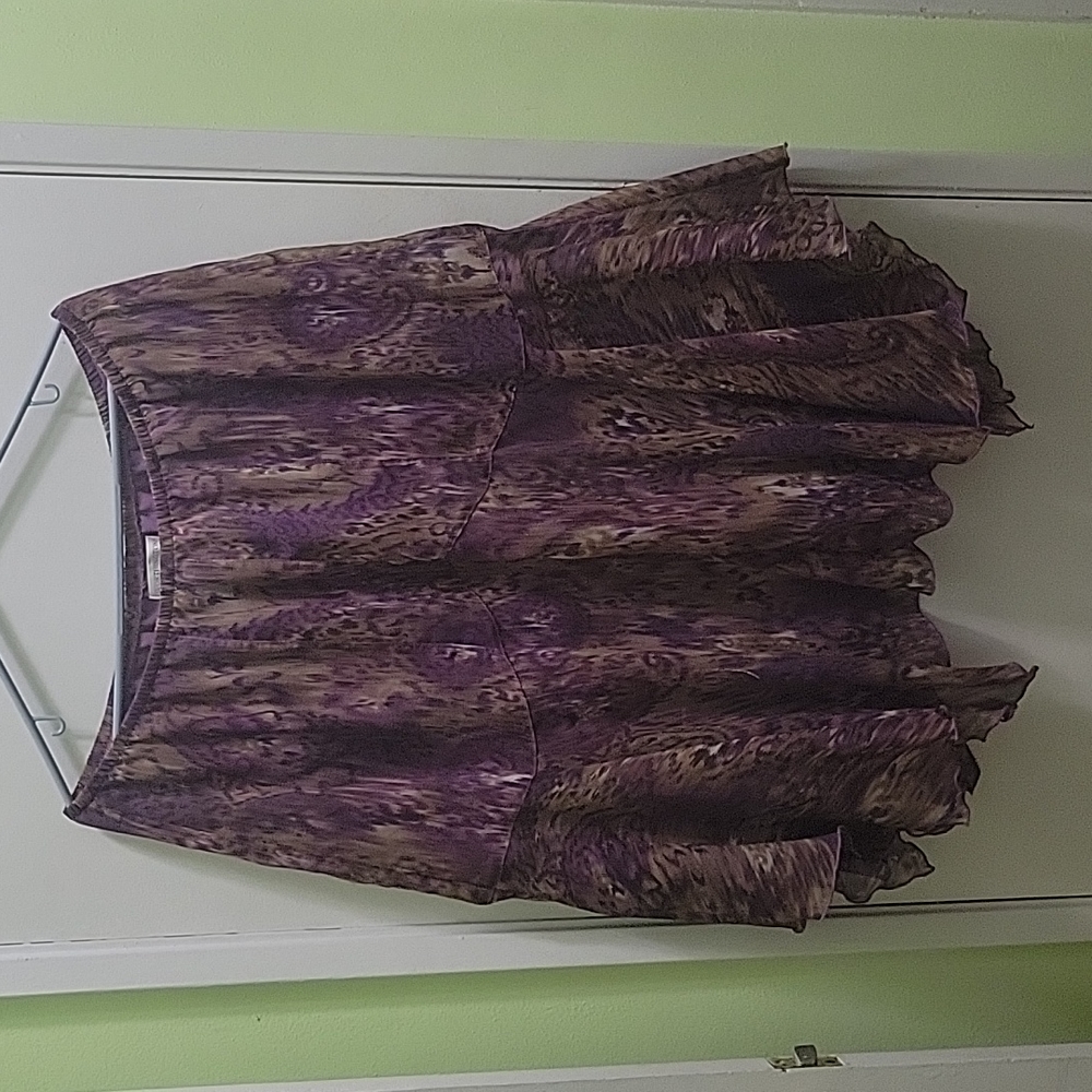 Worthington pure and brown print layered skirt